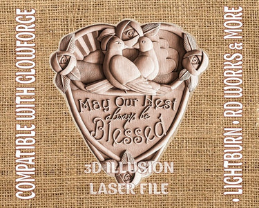 Blessed house sign 3d illusiion & laser-ready file 3DWave.us